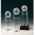 9" Tower Optical Crystal Award w/ Globe on Top
